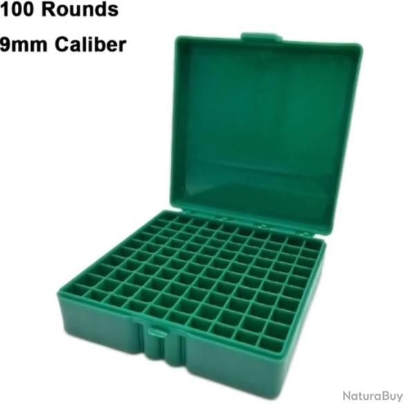 Bo�te de Rangement pour Munitions 100 Emplacements Porte-Cartouches Portable 9mm/.223/.38 Vert