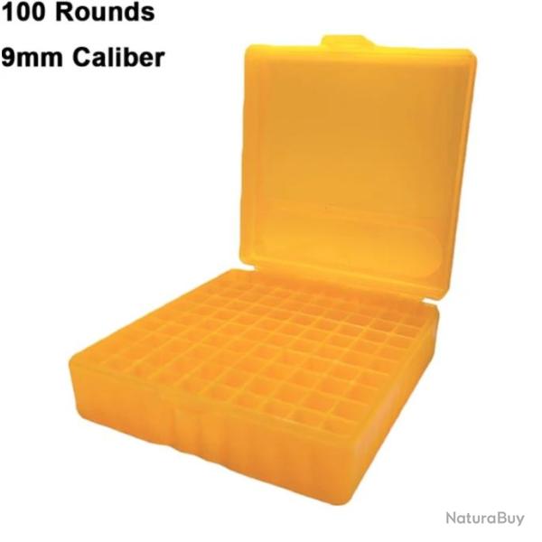 Bo�te de Rangement pour Munitions 100 Emplacements Porte-Cartouches Portable 9mm/.223/.38 Orange
