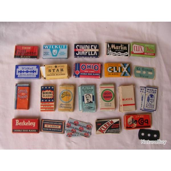 WW2 US LOT DE 22 PAQUETS DE LAMES DE RASOIR AM�RICAINES R�GLEMENTAIRES MILITAIRES ET LAMES SEULES