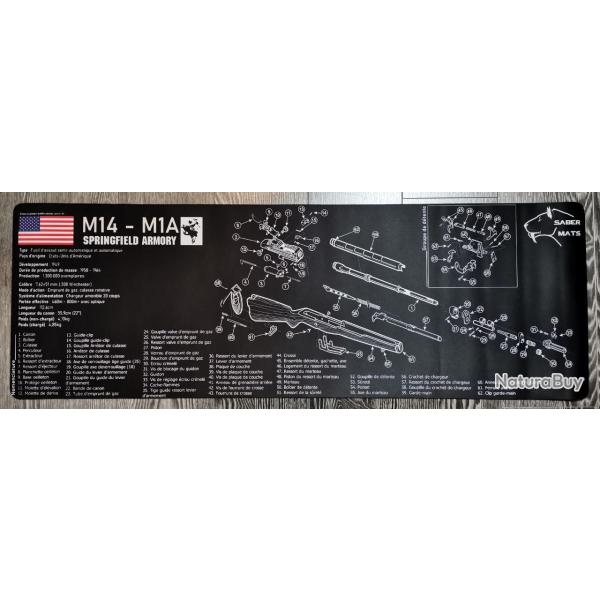 Tapis de d�montage/entretien - Marque SABER MATS - SPRINGFIELD M14 - XXL - 88X30CM - En francais