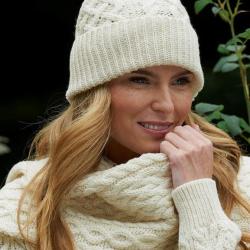 Echarpe laine m&eacute;rinos chaude et longue blanc &eacute;cru