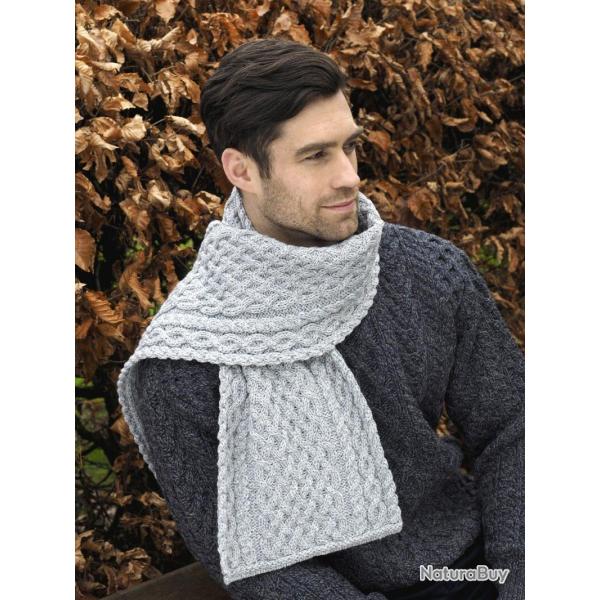 Echarpe laine m�rinos chaude et longue gris clair