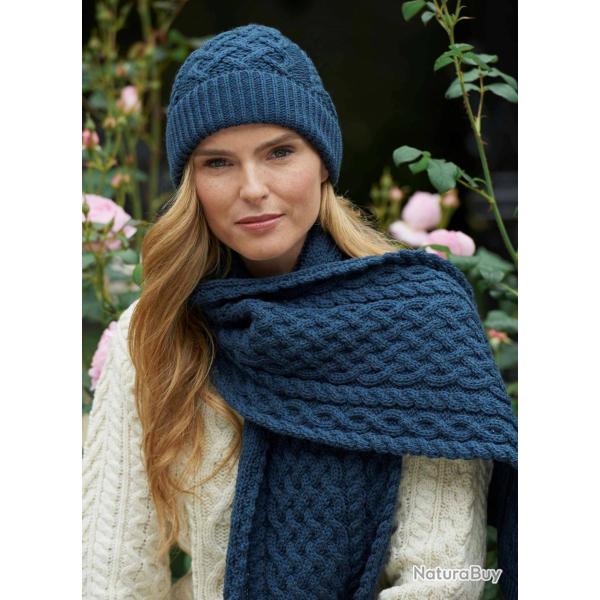 Echarpe laine m�rinos chaude et longue bleu