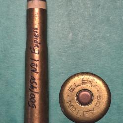 Une cartouche de Chasse 500/450 Express No 1 Balle plomb  calpin&eacute;e