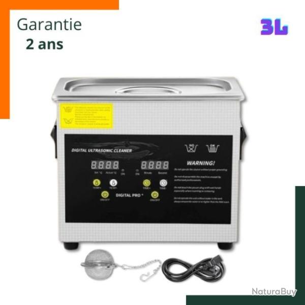 Nettoyeur � ultrason 3L - Minuterie 0-30 min, 120W, affichage digital - Garantie 2 ans