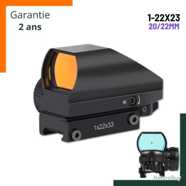 Point rouge 1 x 22x23 4 r�ticules - 11 niveaux de luminosit� - R�sistant aux chocs - Garantie 2 ans