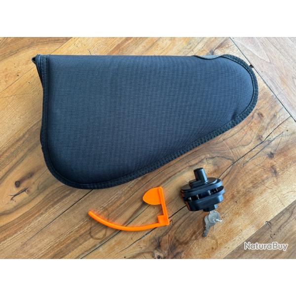 Pack Housse �tui SMALL pour Pistolet / Revolver + Verrou de pontet clef + Drapeau de chambre