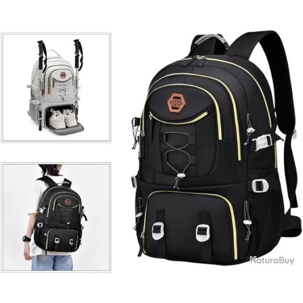 Sac � Dos de Loisirs Voyage Grande Capacit� Randonn�e en Tissu Oxford 45L  Noir