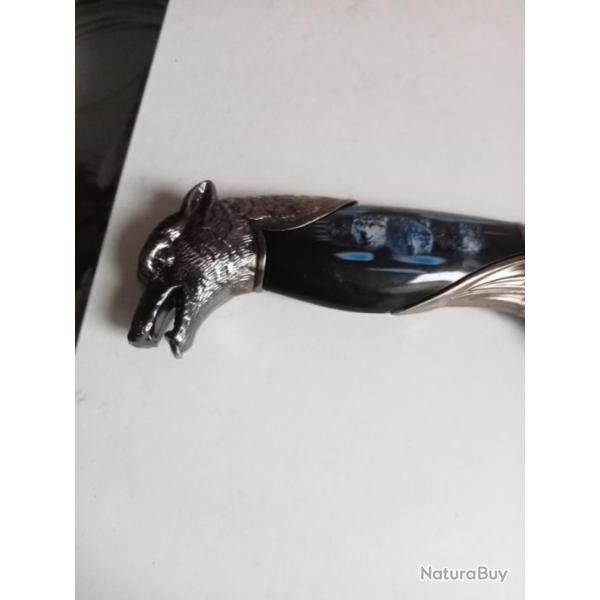 couteau de chasse poignee loup longueur lame 20 cm