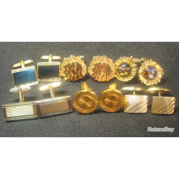 de boutons de manchette anciens, mod�le rare ( 5 paires ) 1950-70's