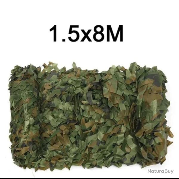 Camouflage neuf - 1.5 x 8m - Aff�t, abri, chasse, pigeon, corbeaux, palombe - Camouflage vert fonc�