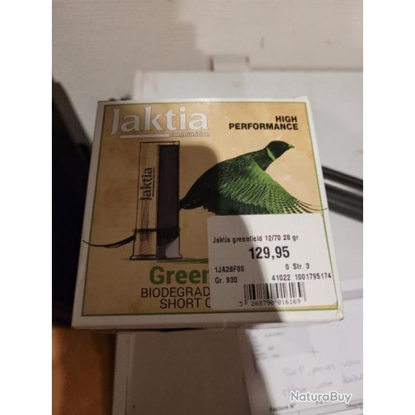 50 CARTOUCHES JAKTIA CAL 12X70 28GR N�3 OU 4 ACIER AVEC BOURRE BIODEGRADABLE