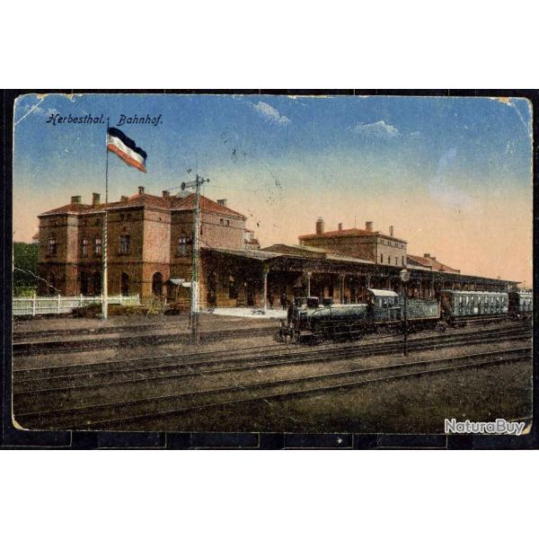 Carte postale ancienne Allemagne Gare d'Herbesthal 1918