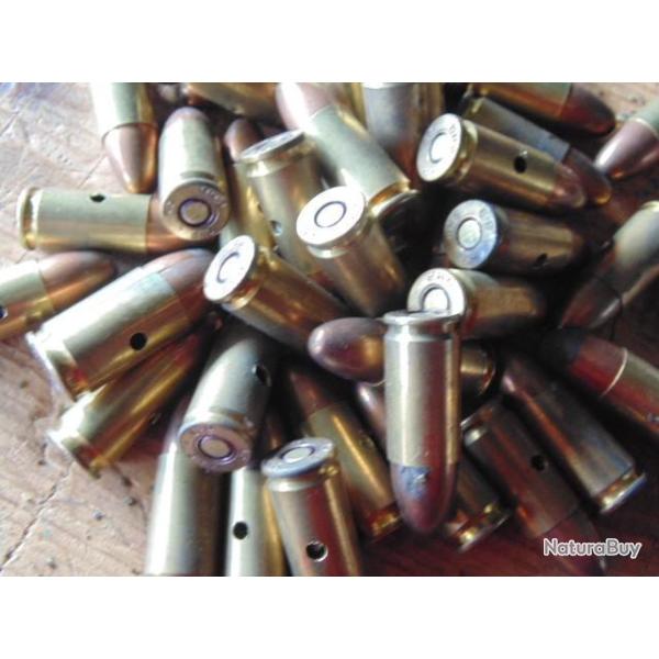 1  balle 9mm neutralis�es percut�es parachut�e ww2 origine maquis r�sistance parachutage fab Us GB