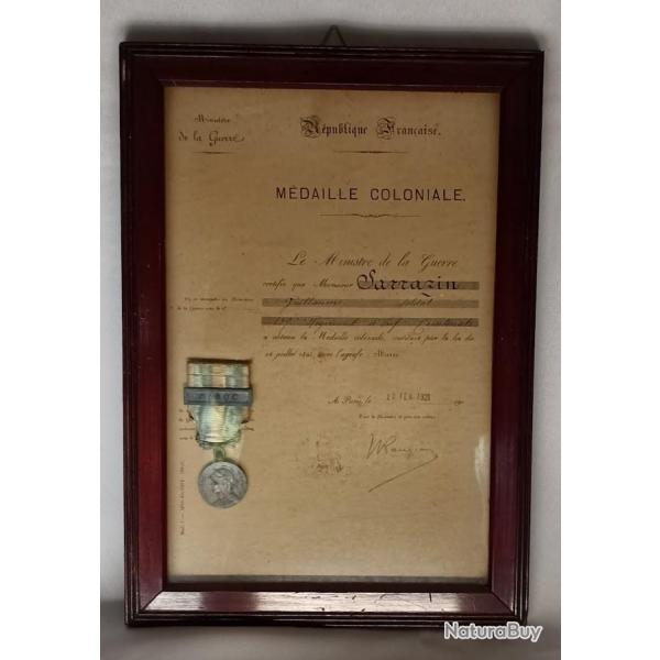 M�daille colonial et son dipl�me ann�es 20 MAROC