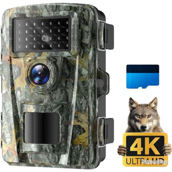 Cam�ra de Chasse 4K 48MP LED IR 940nm D�tecteur de Mouvement Ultra-Rapide Grand angle 100� IP66