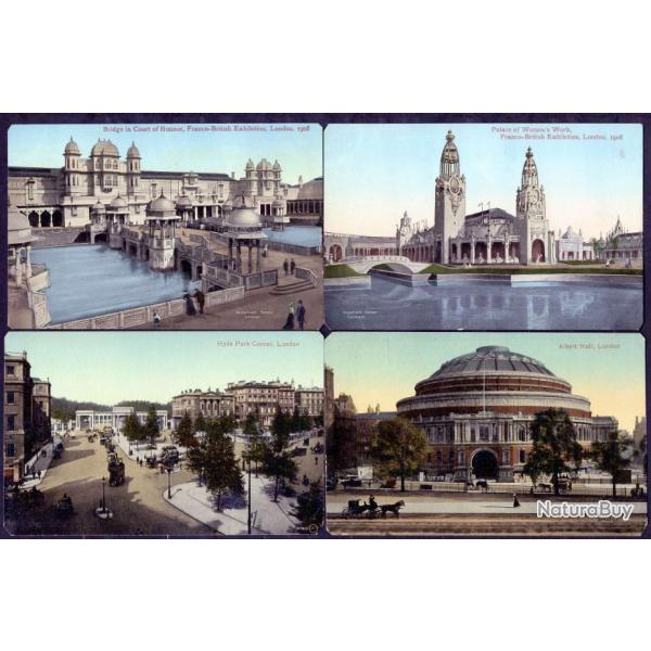 Carte postale ancienne 4 pcs England - London 1900's