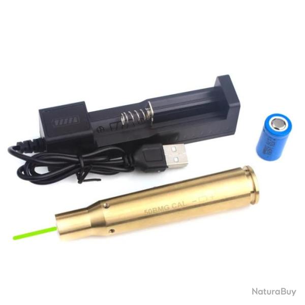 Cartouche laser de r�glage calibre 50 BMG - Vert avec batterie et chargeur