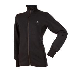 Veste femme chaude sportwear en laine m&eacute;rinos noir ou gris noir L (large)