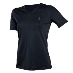 Tee shirt femme col V pure laine m&eacute;rinos noir noir XL (extra large)