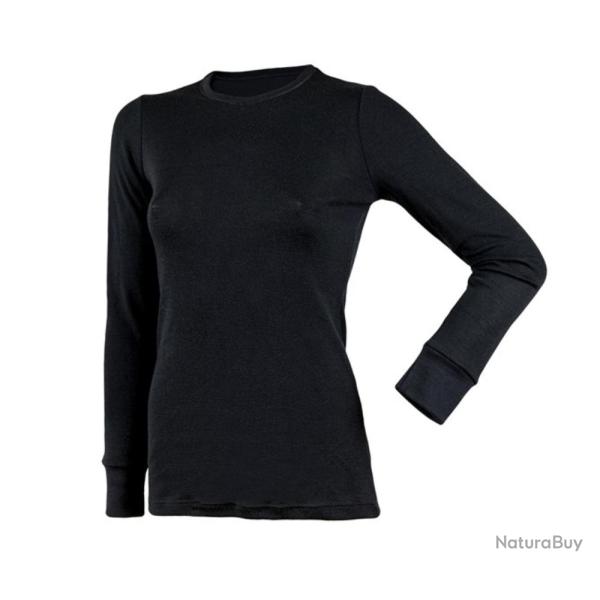 Maillot pure laine m�rinos noir manches longues femme Noir ou �cru noir L (large)