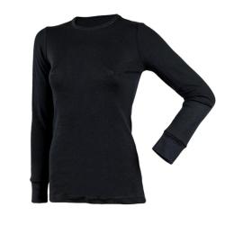 Maillot pure laine m&eacute;rinos noir manches longues femme Noir ou &eacute;cru noir M (m&eacute;dium)
