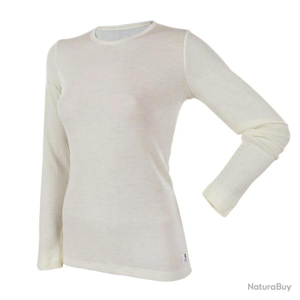 Maillot pure laine m�rinos noir manches longues femme Noir ou �cru blanc �cru XS (extra small)