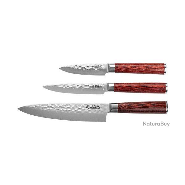 Coffret 3 couteaux Wusaki S�rie Pakka x50