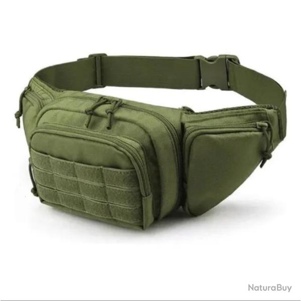 Sac Banane de Randonn�e en Nylon - Style Militaire avec Pochette T�l�phone chasse randonn�e Vert