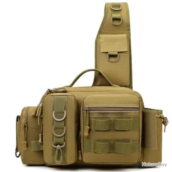 Sac � Dos de P�che � la Mouche - Sac de Rangement d'�quipement avec Porte-Canne Int�gr� Kaki