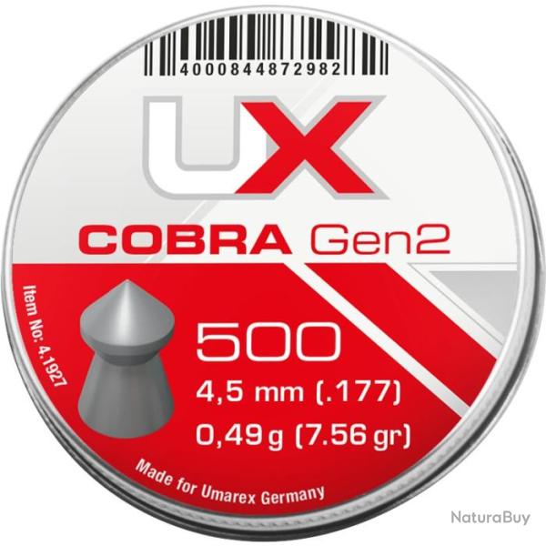 Airgun - 500 Plombs pointus Cobra gen2 0.49g | Umarex (0000 4858)
