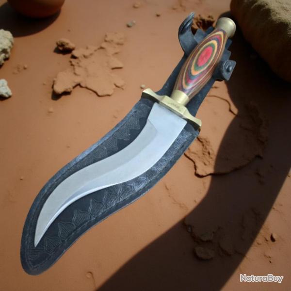 Poignard de chasse lame flamboyante 28cm
