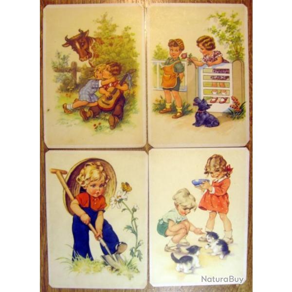 Cartes postales lot de 24 ancienne Allemande - illustr� pour enfants, enfance heureuse 1930-40's
