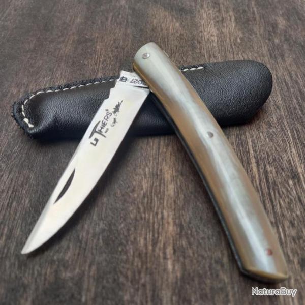 Joli Couteau LE THIERS  par ROGER ORF�VRE  Manche en Corne avec �tui en cuir
