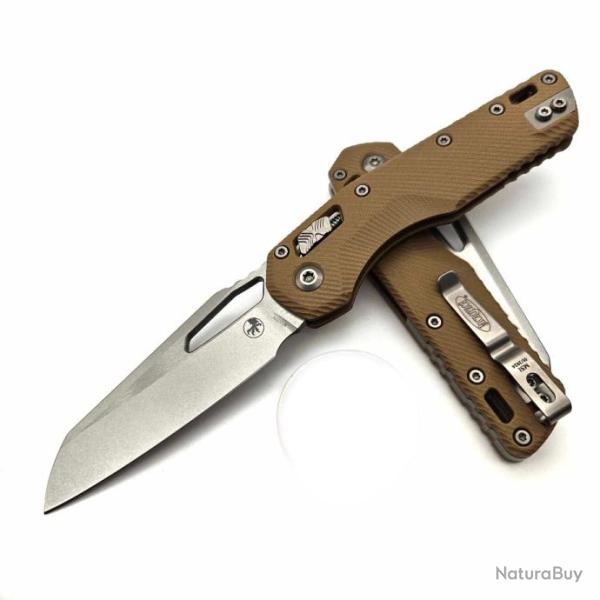 Couteau Microtech MSI Tan G10 Lame Sheepsfoot Acier M390MK Clip Ram-Lok USA MCT21010FLGTTA