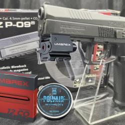 Pack laser pr&ecirc;t &agrave; tirer Pistolet CZ P-09 "Couleur Noir M&eacute;tal" - Plombs ou BB'S - Blowback + Plombs +