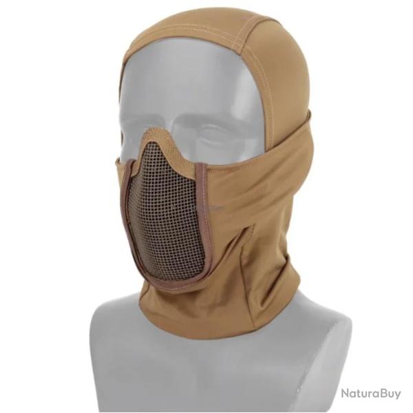 Masque Tactique de Protection en Maille d'Acier pour Airsoft et Paintball - L�ger et Respirant Tan