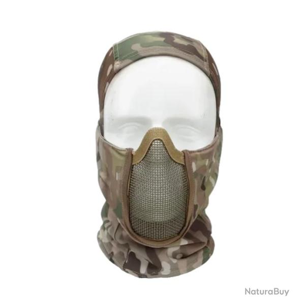 Masque Tactique de Protection en Maille d'Acier pour Airsoft et Paintball - L�ger et Respirant Camo