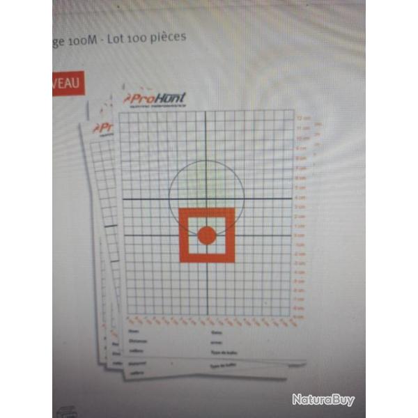 Cibles de r�glage 100m lot de 100 pi�ces prohunt ligne Verney Carron