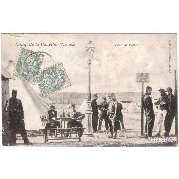 CPA MILITARIA  -  CAMP DE LA COURTINE  -  POSTE DE POLICE