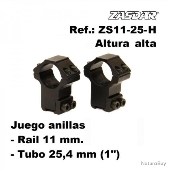 Anneaux Zasdar Haute Hauteur �25 mm / rail 9 - 11 mm