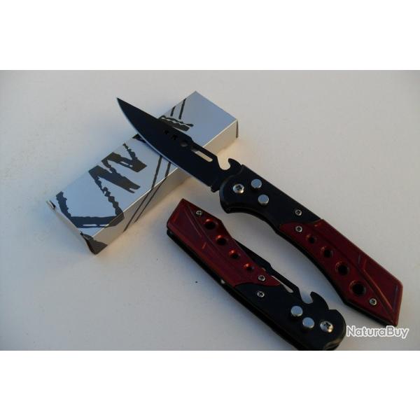 Couteau Automatique Lame Acier 9,5 Cm Manche Acier/R�sine 12 Cm Outdoor