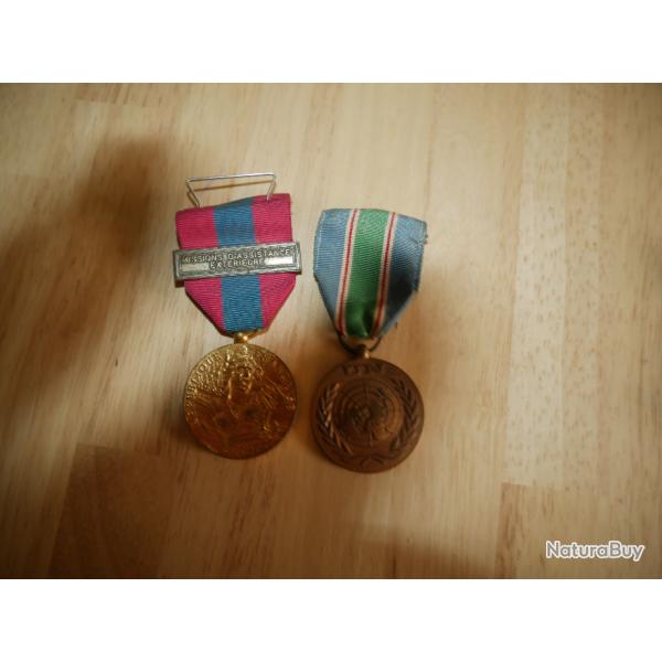 Lot de m�dailles Fran�aises d'un soldat ayant particip� � une OPEX sous le giron de l'ONU