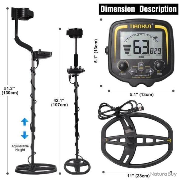 Dtecteur de Mtaux Bobine Dtection 28cm *Enchre* Prof Sup 1M Hte Sensibilit Point Prcis Etanche