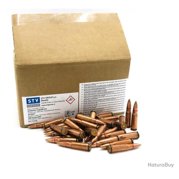 500 munitions 7.62X39 STV 123 grains FMJ cuivr�es vrac