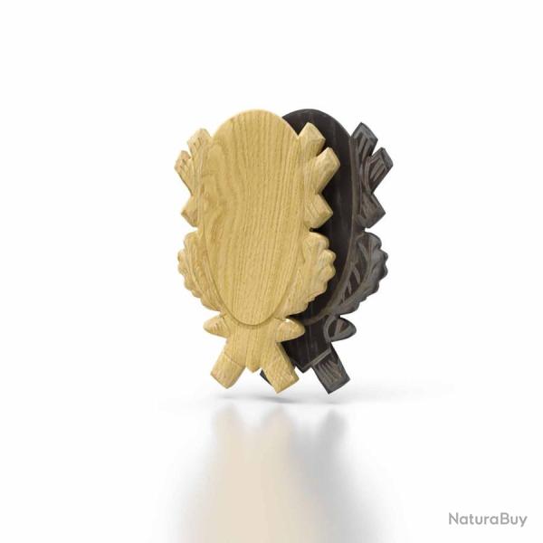 Plaque de Chevreuil Ch�ne 4 sculpt� - 21 x 12 cm Fonc�
