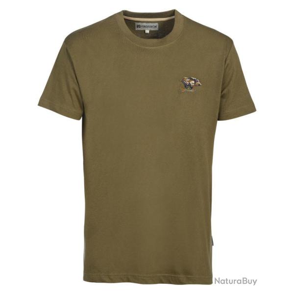 T shirt brode chasse KAKI SANGLIER