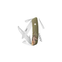 Couteaux suisses Swiza D05, olive, impression Cerf 7,5 cm