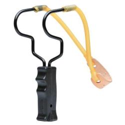 Lance-pierre poign&eacute;e cannel&eacute;e caoutchouc rond