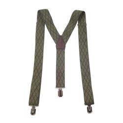 Bretelles sangle &eacute;lastique motif losanges verte januel, 3 pinces bronze, dos cui